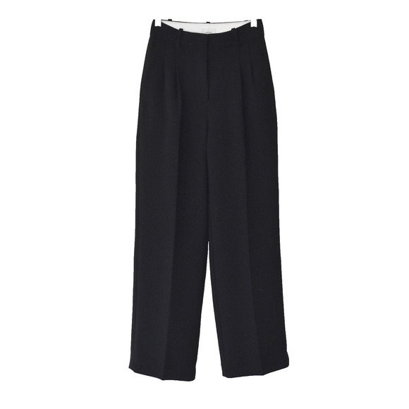 A5 Auth WILFRED Black Crepe Straight Pleated Front Trouser Pants Size 00 - Picture 1 of 7